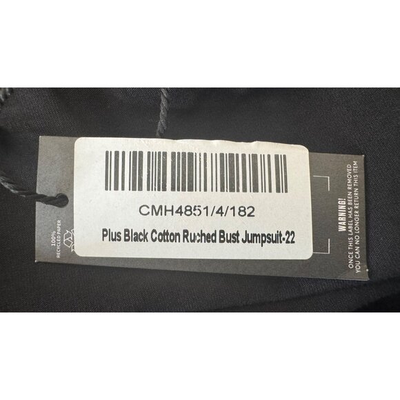 2/$30 NWT PLT Plus Size 18 Black Cotton Ruched Bust Jumpsuit - Picture 8 of 16